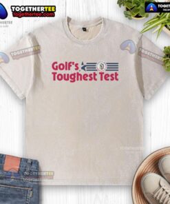 Official 126th US Open Shinnecock Hills washed t-shirt showcasing golf's toughest test, perfect for fans and players.