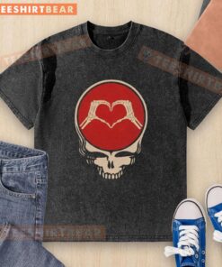 Official Grateful Dead rock music Valentine's Day washed t-shirt featuring iconic band graphics and a vintage look.