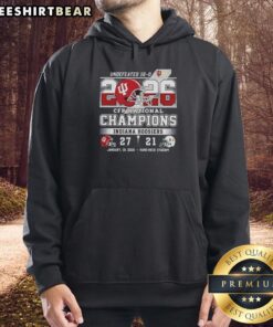 Official Hoosiers Indiana CFP National Champions 2026 Undefeated Final Score Helmet Hoodie, celebrating victory.