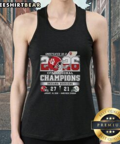 Official Hoosiers Indiana CFP National Champions 2026 Undefeated Final Score Helmet Tank Top for fans and collectors.