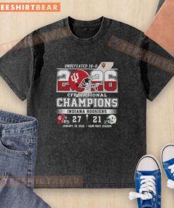 Official Hoosiers Indiana CFP National Champions 2026 Undefeated Final Score Helmet Washed T-Shirt design