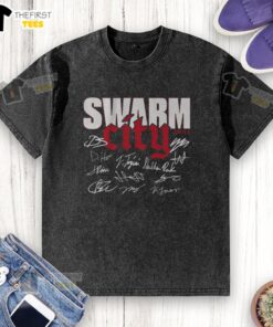 Official Houston Football Swarm City Washed T-Shirt featuring a stylish design, perfect for fans and casual wear.