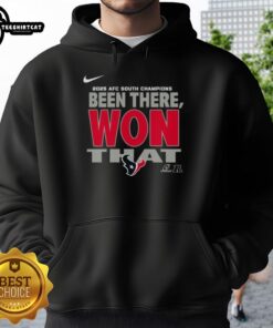 Official Houston Texans 2025 AFC South Champions hoodie featuring team logo and vibrant colors for fans.