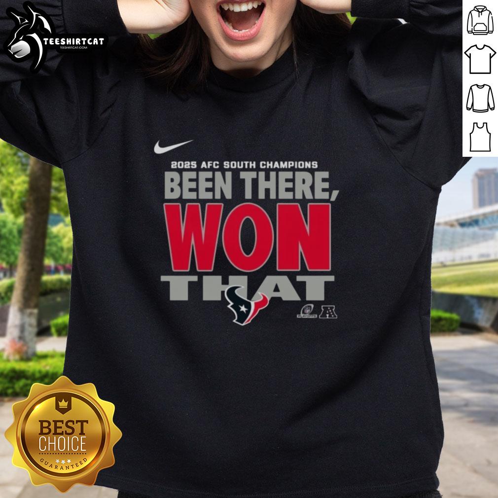 official-houston-texans-2025-afc-south-champions-sweatshirt Alt Text: Official Houston Texans 2025 AFC South Champions sweatshirt showcasing team colors and logo for fans.