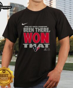 Official Houston Texans 2025 AFC South Champions T-Shirt featuring team logo and vibrant colors for fans and collectors.
