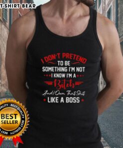 Alt Text: Official 'I Don't Pretend' tank top featuring bold text, perfect for confident women who embrace their true selves.