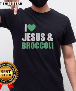 Alt Text: Official I Love Jesus And Broccoli T-Shirt featuring a vibrant design that combines faith and healthy living.