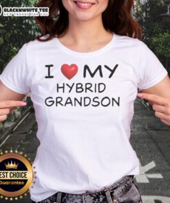 Alt Text: Official I Love My Hybrid Grandson Ladies Tee featuring a stylish design, perfect for proud grandmothers.