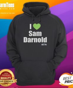 Official I Love Sam Darnold Seattle Seahawks logo hoodie featuring a stylish design for fans and supporters.
