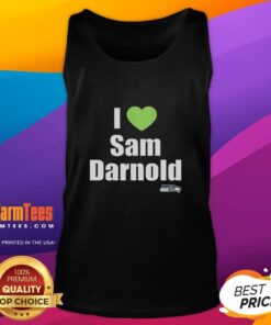 Official I Love Sam Darnold Seattle Seahawks logo tank top showcasing team spirit and fan pride in stylish apparel.