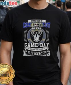 Alt Text: Official I May Live In Connecticut But On Game Day My Heart And Soul Belongs To Las Vegas Raider T-Shirt design