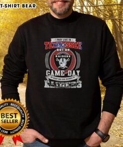 Official I May Live In Tennessee But On Game Day My Heart Belongs To Las Vegas Raiders Sweatshirt in bold design.