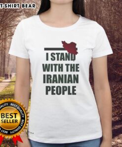 Official I Stand With The Iranian People Ladies Tee featuring bold text and a stylish design for activism and support.