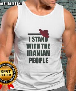 Official I Stand With The Iranian People tank top featuring bold text design, supporting Iranian human rights and freedom.