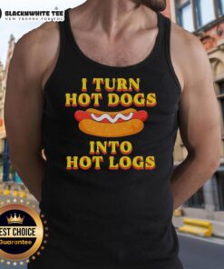 Funny tank top featuring 'I Turn Hot Dogs Into Hot Logs' design, perfect for BBQ lovers and humor enthusiasts.