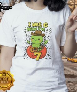 Alt Text: Cute 'I Was 6 Now I'm 7 Years Old' meme graphic on a ladies tee for a fun 7th birthday celebration.