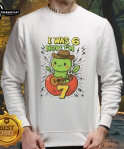 Cute 7th birthday sweatshirt with 'I Was 6 Now I'm 7' meme design, perfect for celebrating a child's special day.