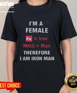 Alt Text: Official 'I Am Iron Man' Ladies Tee featuring female empowerment design, perfect for fans of Iron Man and equality.