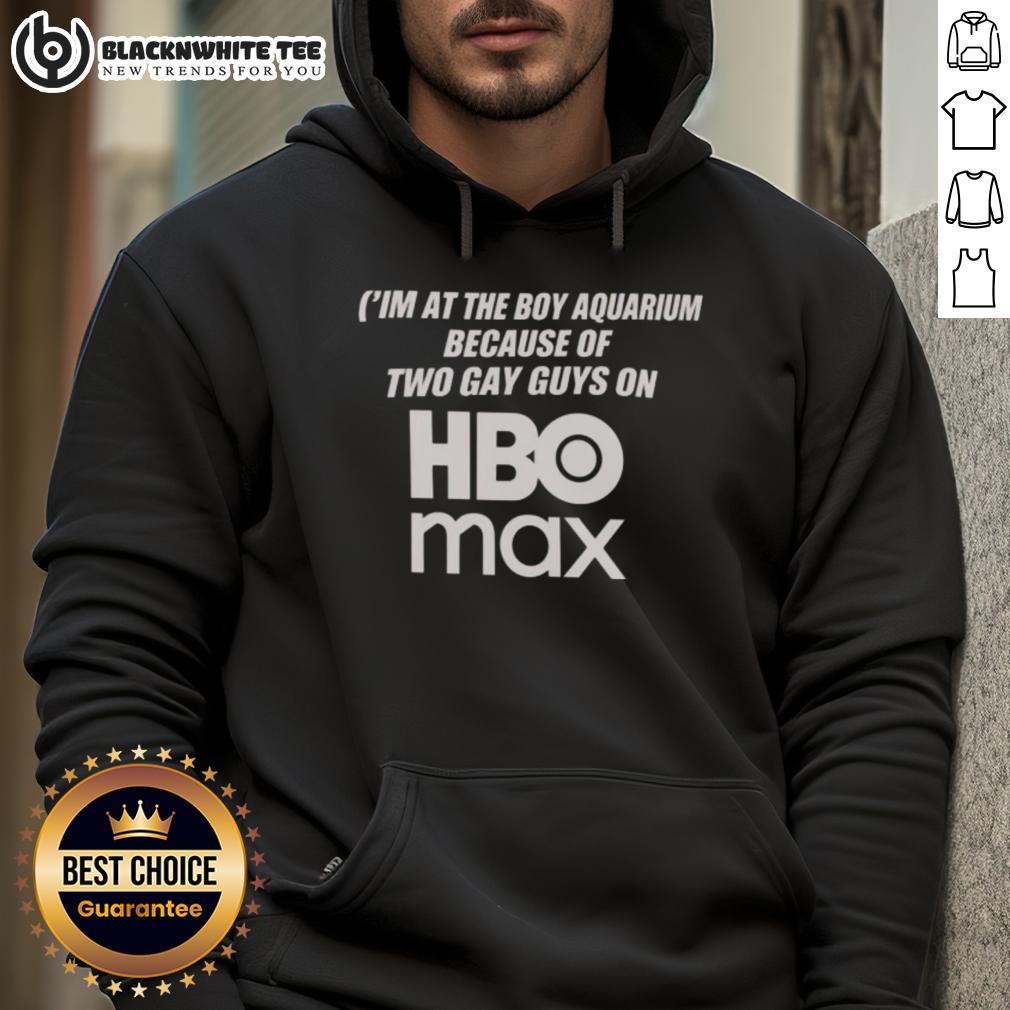 Official I'M At The Boy Aquarium Because Of Two Guys On Hbo Max Hoodie Official image of 'I'm At The Boy Aquarium' featuring two guys in HBO Max hoodies, showcasing fun and friendship.