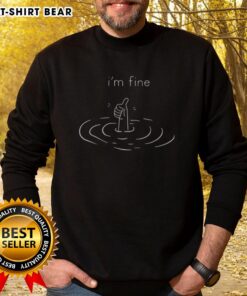 Official I'm Fine Drowning Thumbs Up Sweatshirt in cozy fabric, featuring a playful graphic design for casual wear.