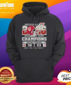 Official Indiana Hoosiers 2026 Rose Bowl Game Champions Score Hoodie featuring team colors and logo.