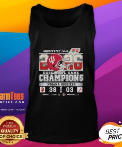 Alt Text: Official Indiana Hoosiers 2026 Rose Bowl Game Champions score tank top featuring team colors and logo.