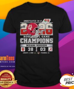 Official Indiana Hoosiers Beat Alabama Crimson Tide 2026 Rose Bowl Champions T-Shirt showcasing team pride and victory.