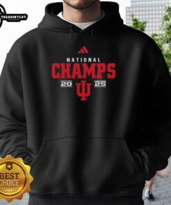 Official Indiana Hoosiers Premium NCAA 2026 CFP National Champions mascot hoodie in red, showcasing team spirit and pride.
