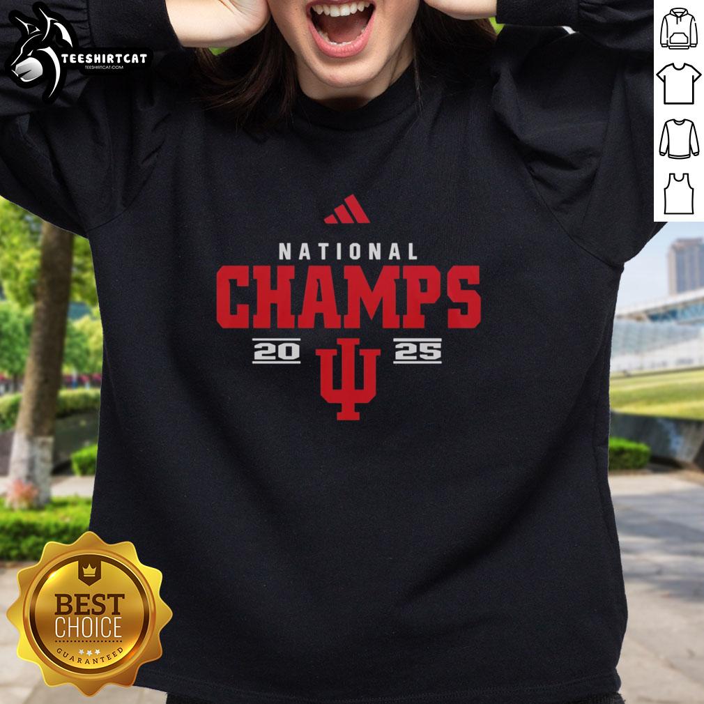 official-indiana-hoosiers-premium-ncaa-2026-cfp-national-champions-mascot-sweatshirt Official Indiana Hoosiers Premium NCAA 2026 CFP National Champions mascot sweatshirt in red and white, showcasing team pride.