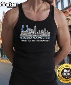 Official Indianapolis Colts Thank You For The Memories tank top featuring a stylish city skyline design.