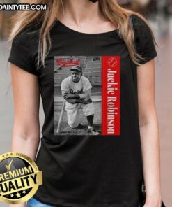 Official Jackie Robinson Major League Baseball ladies tee featuring classic design and vibrant team colors.