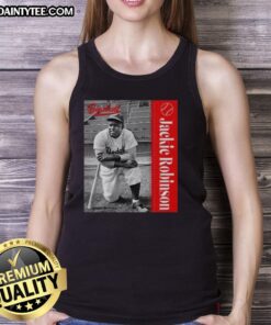 Official Jackie Robinson Major League Baseball tank top featuring vintage design and vibrant colors for fans.