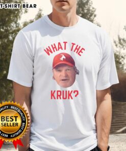 Official John Kruk Philadelphia Phillies MLB What The Kruk Big Face T-Shirt featuring a bold graphic design of Kruk.