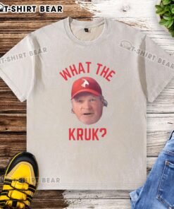 Official John Kruk Philadelphia Phillies MLB 'What The Kruk' Big Face T-Shirt featuring a bold graphic design.