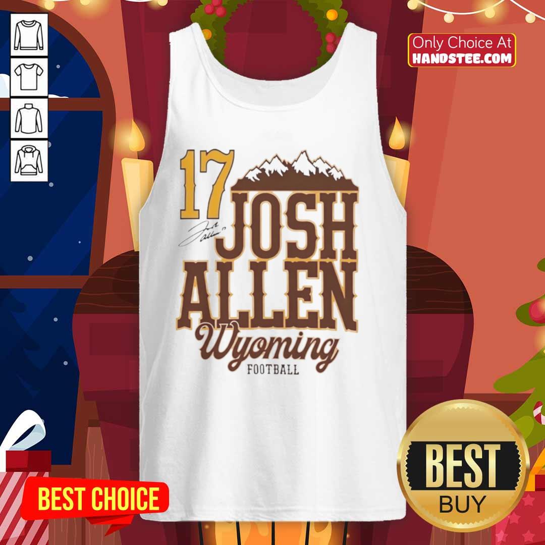 official-josh-allen-17-wyoming-cowboys-football-mountain-signature-tank-top Josh Allen 17 Wyoming Cowboys Football tank top featuring an official signature design for fans and collectors.