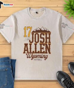Josh Allen 17 Wyoming Cowboys Football signature washed t-shirt showcasing team pride and style for fans.