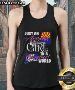 Official 'Just An Arizona Girl In A Connecticut World' tank top featuring a stylish design and vibrant colors.
