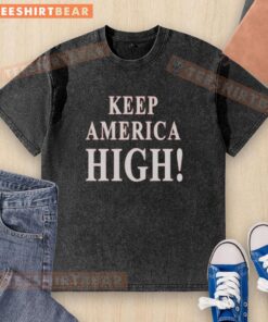Official Keep America High 2026 Patriotic Washed T-Shirt featuring a bold design and vibrant colors for proud Americans.
