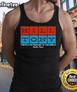 Official Kill Tony Squares tank top featuring bold graphics and a stylish design for fans of the popular podcast.