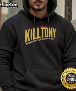 Official Kill Tony Superhero Hoodie featuring vibrant graphics and a comfortable fit, perfect for fans of the podcast.