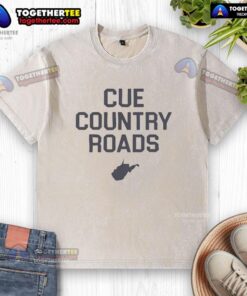 Official Lindzee Cue Country Roads Washed T-Shirt in a relaxed fit, featuring a vintage-style graphic design.