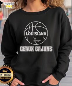 Official Louisiana Ragin' Men's Basketball Chick-fil-A Geaux Cajuns sweatshirt featuring team colors and logo.