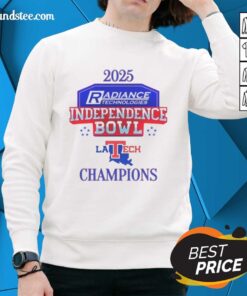 Official Louisiana Tech Bulldogs 2025 Independence Bowl Champions logo sweatshirt showcasing team pride and victory.