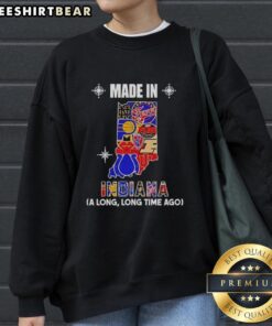 Alt Text: Official Made in Indiana long sleeve sweatshirt featuring a vintage mashup logo of state teams.