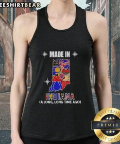 Made In Indiana A Long Time Ago state mashup logo tank top featuring vibrant colors and unique team designs.