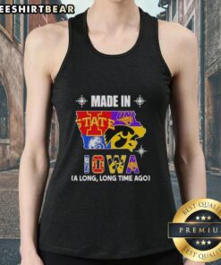 Made in Iowa tank top featuring the Long Long Time Ago state mashup logo, perfect for teams and Iowa pride.