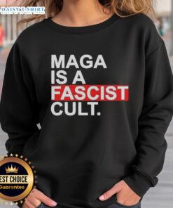Official MAGA Is A Fascist Cult Ice Sweatshirt featuring bold text design on a cozy, stylish sweatshirt.