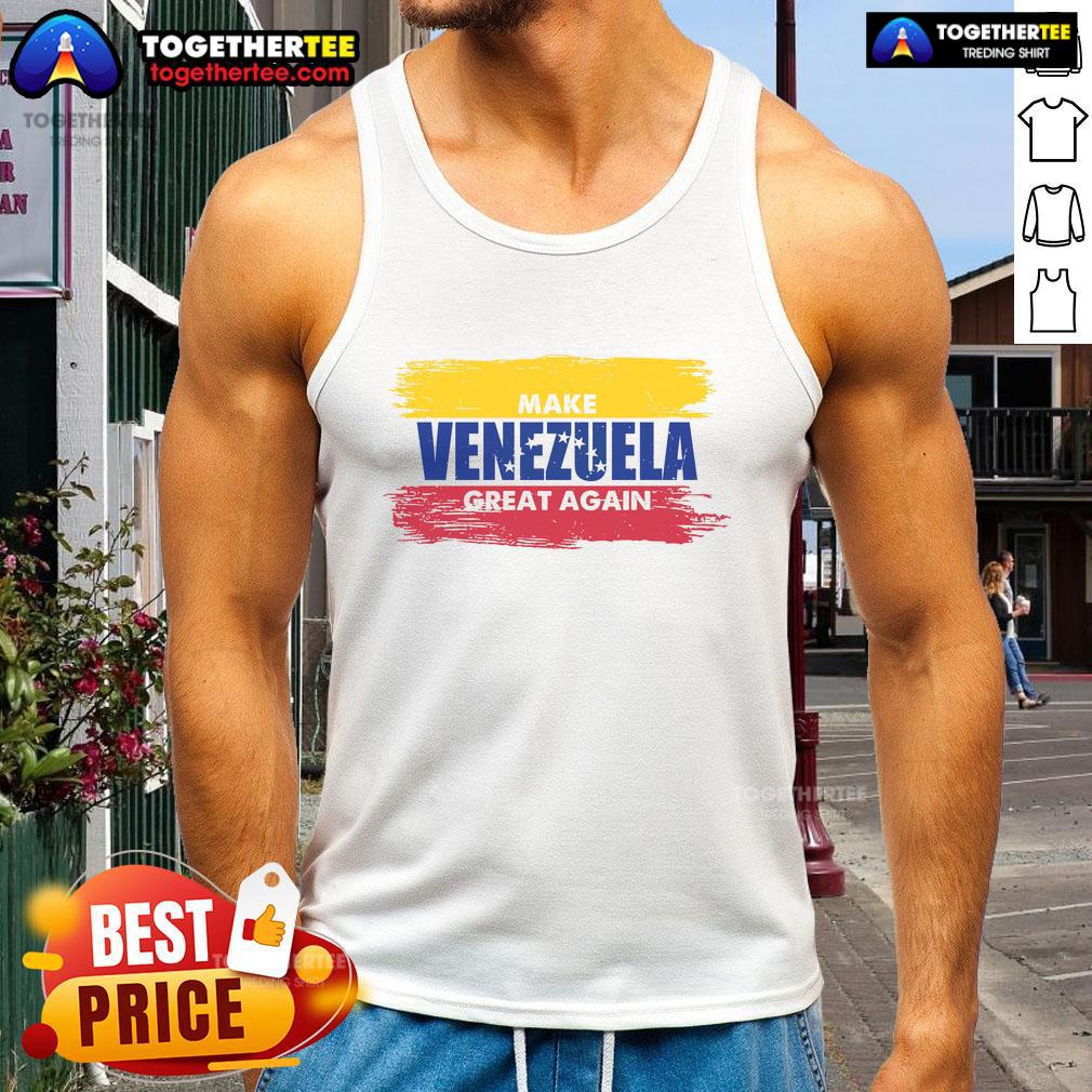 Official Make Venezuela Great Again Flag Tank Top Alt Text: Official Make Venezuela Great Again flag tank top featuring vibrant colors and patriotic design for stylish supporters.