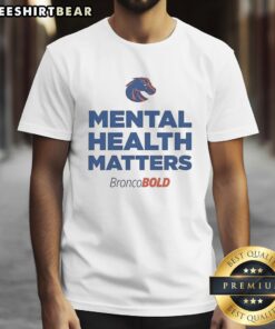 Alt Text: Official Mental Health Matters Boise State Broncos T-Shirt featuring team colors and logo, promoting mental health awareness.