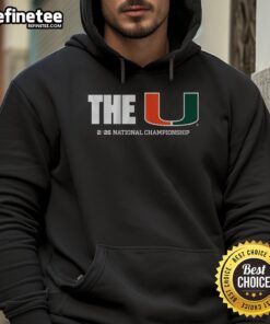 Official Miami Football The U CFP National Championship Hoodie featuring team colors and logo, perfect for fans.